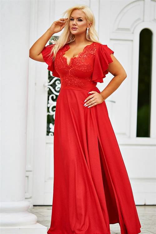 Sukienka maxi LAURA brocate kolor red shine